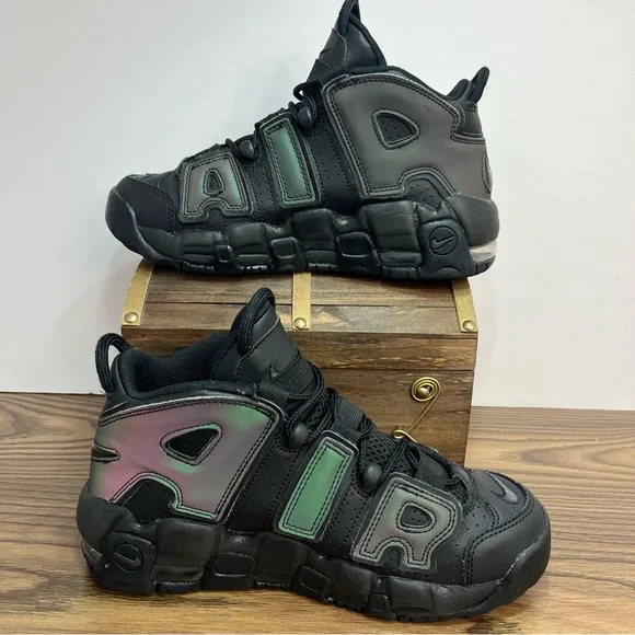 Nike Air More Uptempo GS Size 4.5Y Women’s 6 'Reflective' Sneakers 922845-001 - Picture 3 of 12